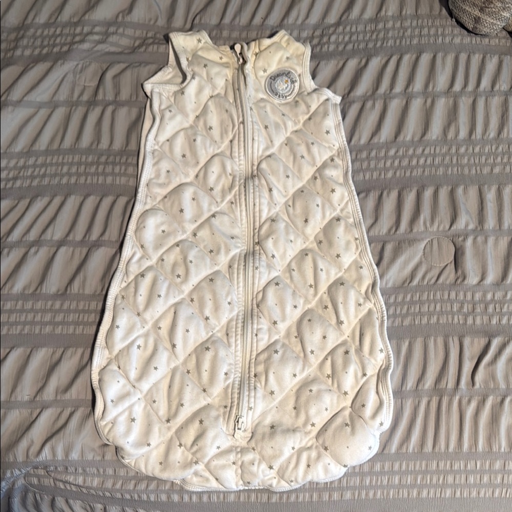 White Quilted Sleep Sack Pajamas with Front Zipper
